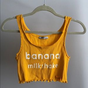 ZARA Banana Milkshake Graphic Crop Top